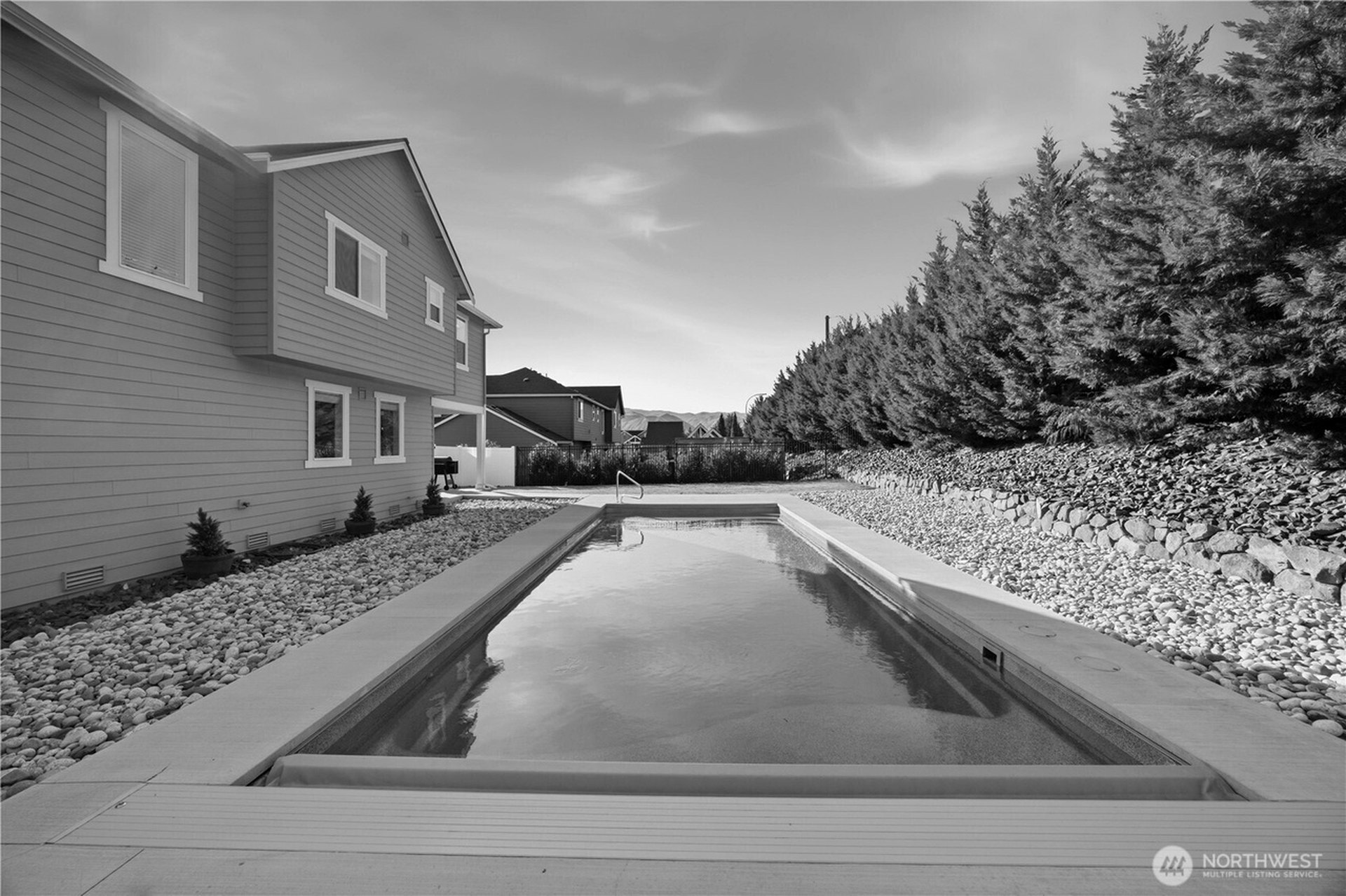 Poolside terrace at evening